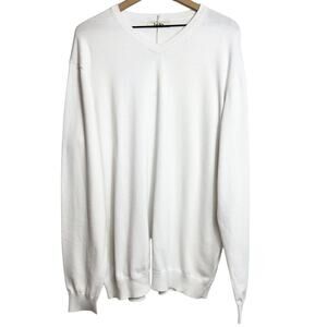 LELLO XXXL V-NECK LONG SLEEVE WHITE MEN SWEATER BRAND NEW WITH TAGS